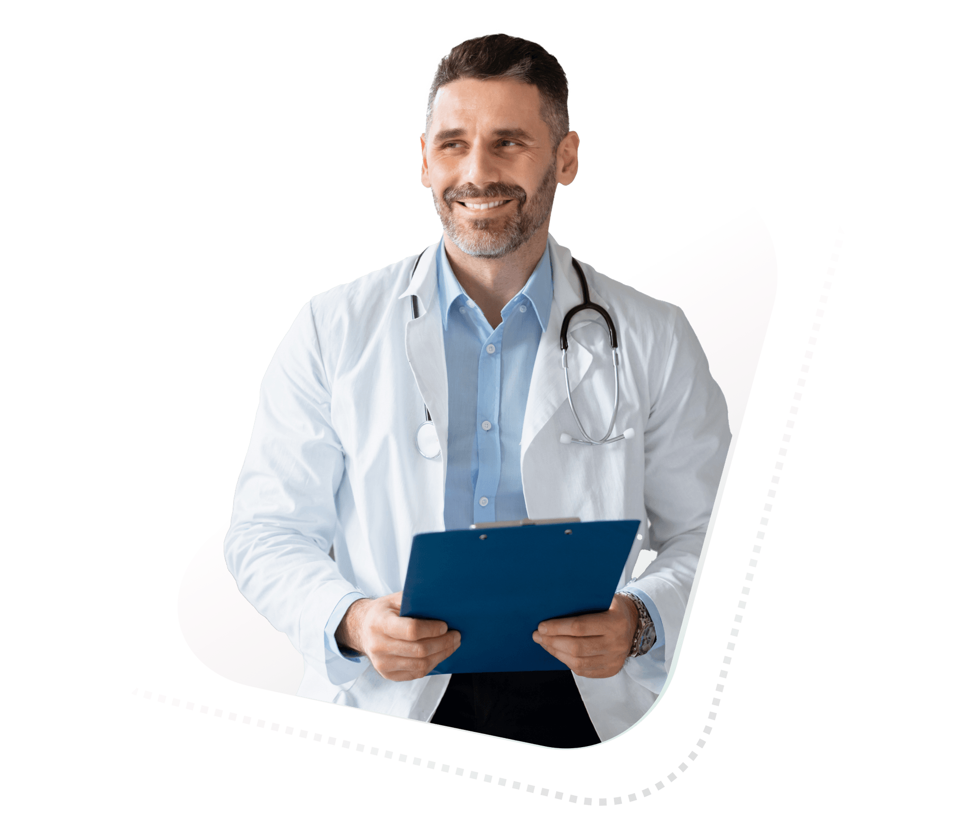 A clinician smiling